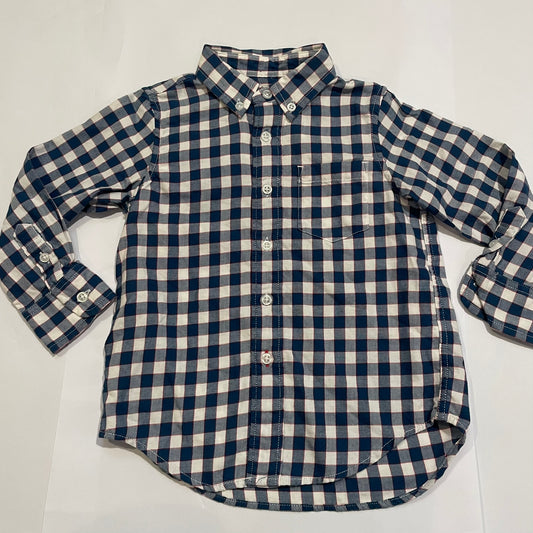 #126 Boys Crewcuts Checkered Button Up 2T euc