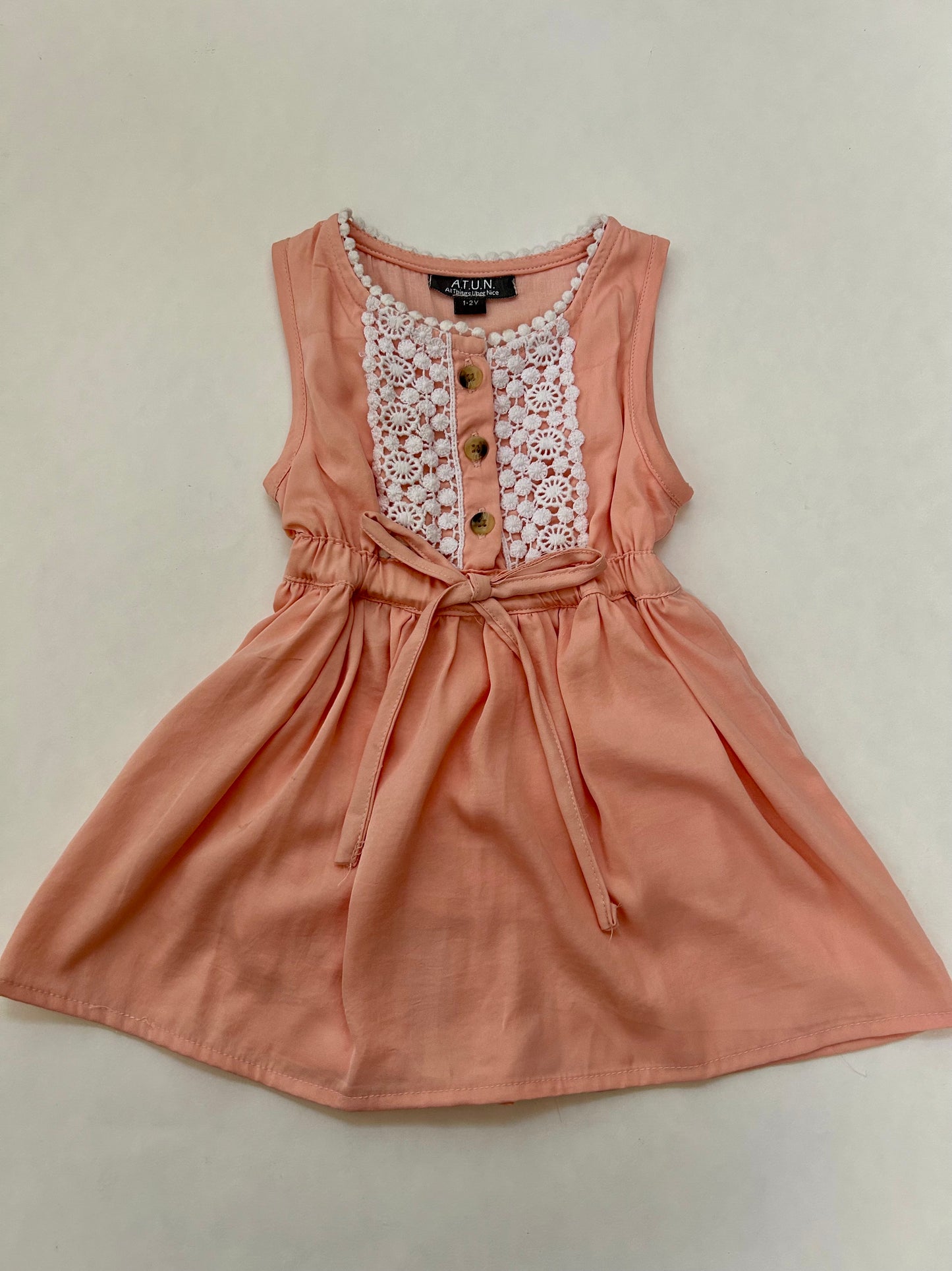 Girls 1-2 year peach Easter dress