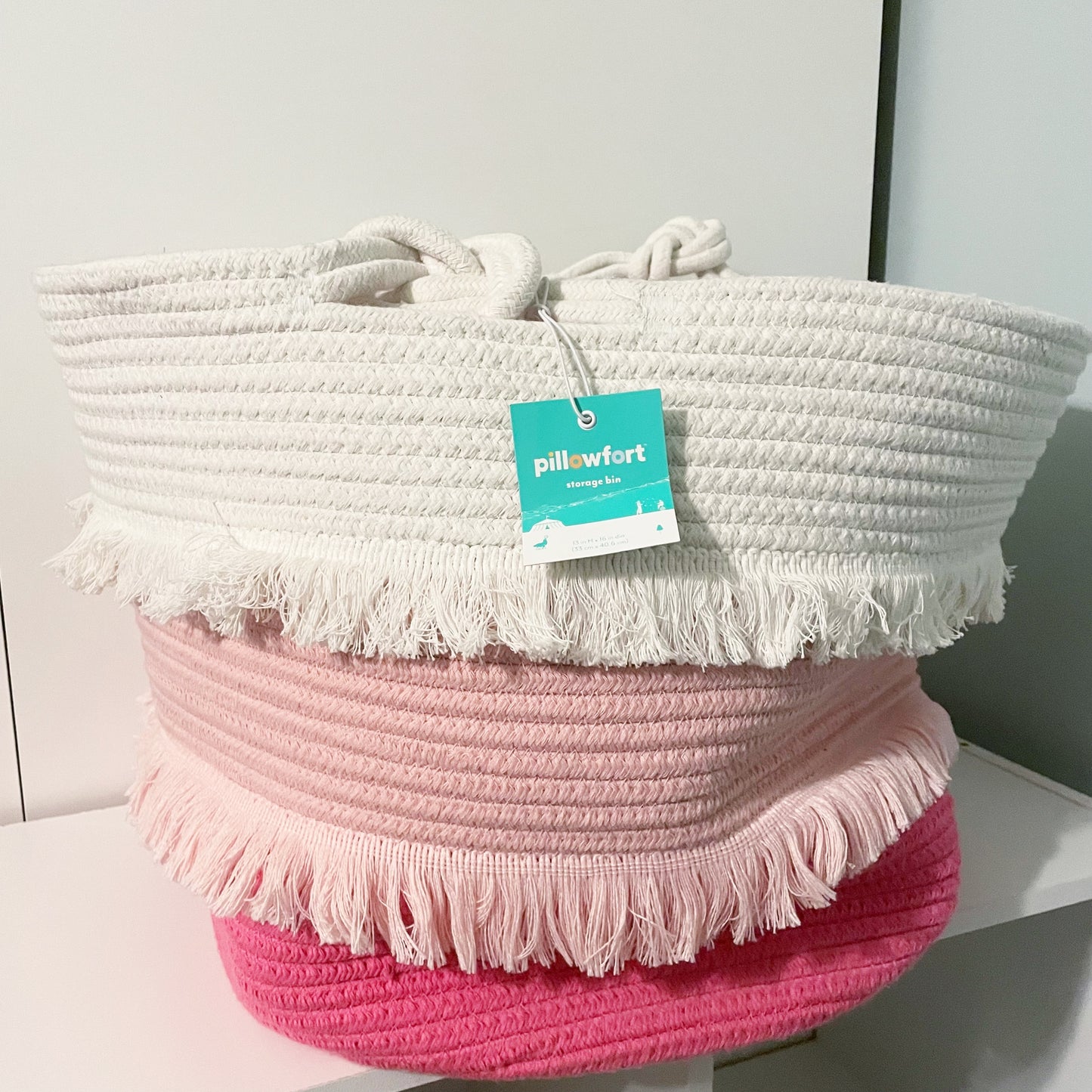 #118 | Pillowfort Pink Fringe Large Basket