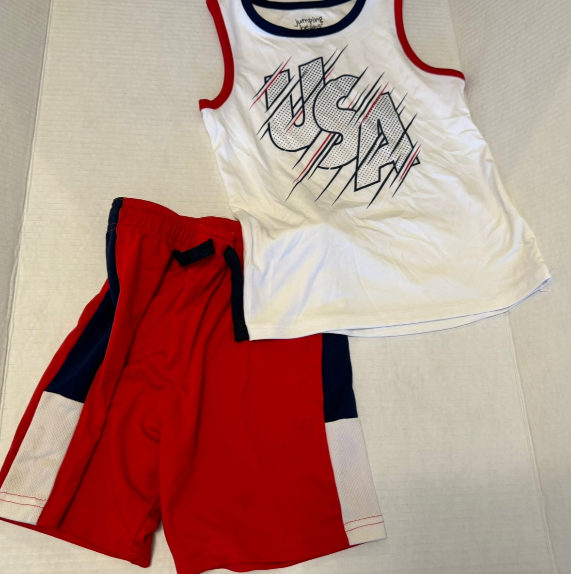 Boys 4T (2) Piece Set USA Tank Shirt & Shirts Athletic Wear EUC