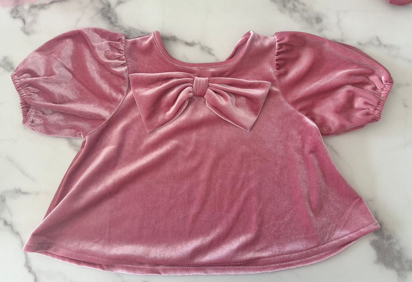 Girls 18-24 months Old Navy pink velvet bow top
