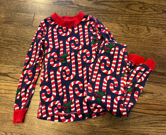 #67 Hanna Andersson Candy Cane Pajamas Size 5 but Fit Like 4