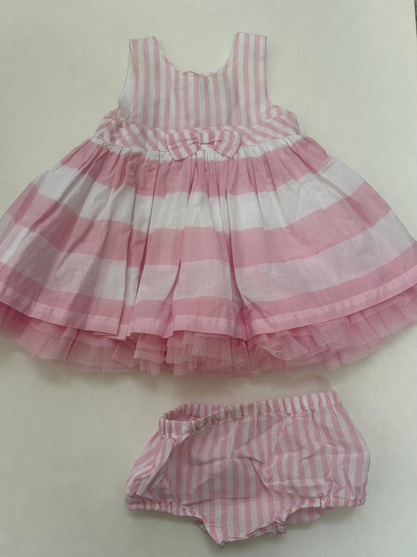 Girls 12 month Little Me Pink/white striped Easter dress