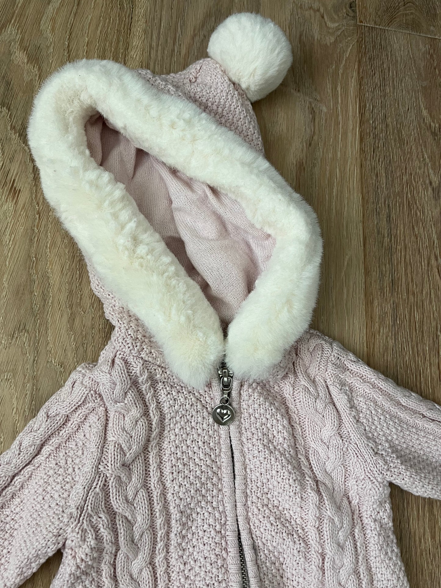 #47 Max Studio pink sweater baby bunting size 3-6 months