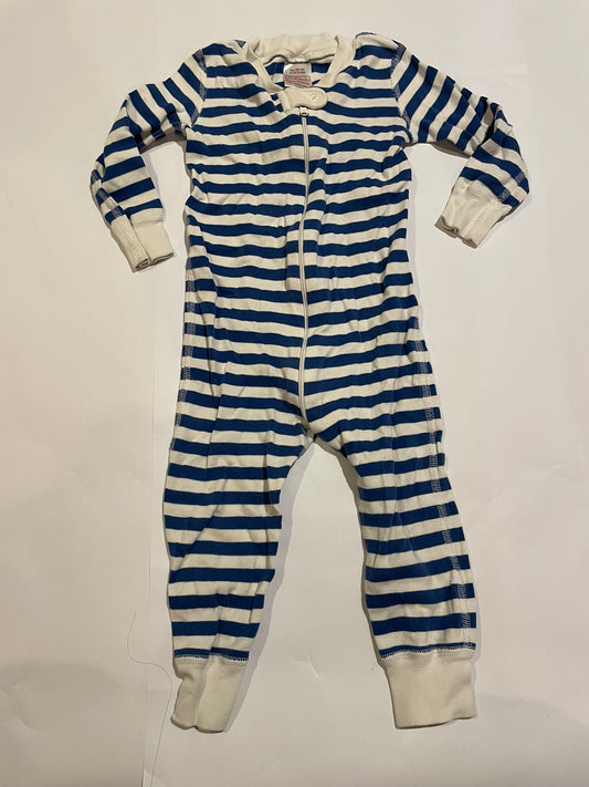 #126 Boys Hanna Andersson White/Blue Striped Sleeper GUC