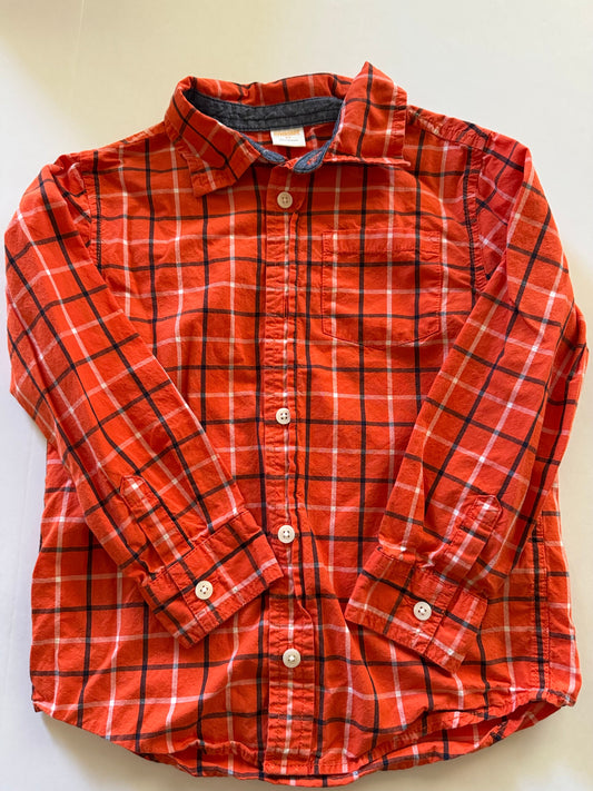 REDUCED # 92 boys Gymboree orange plaid button up long sleeve top