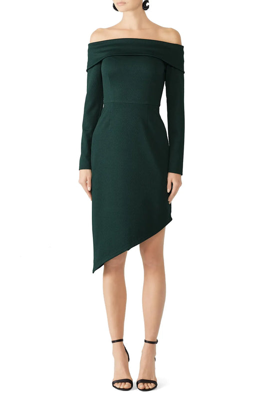#118 | Size S | Hutch Women's Evergreen Melanie Green Asymmetrical Dress