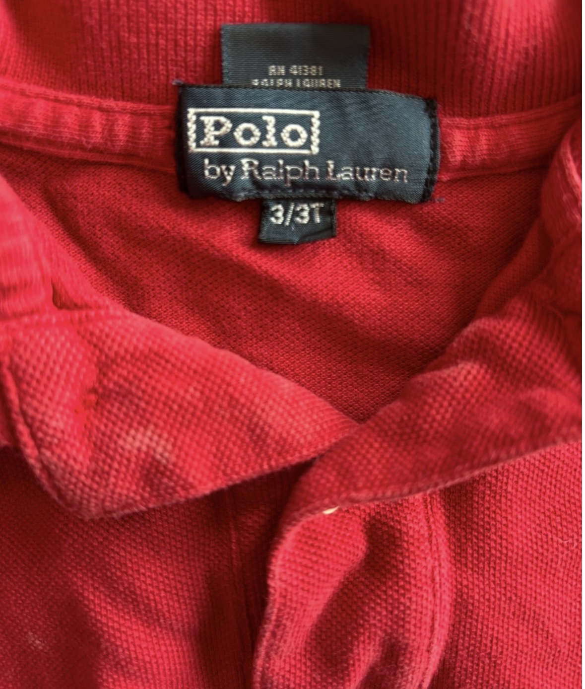 #44 Polo Ralph Lauren Red Polo boys size 3T