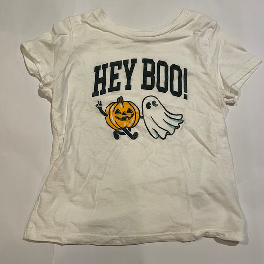 #126 Girls Old Navy Hey Boo Halloween SS Shirt S (6-7) EUC