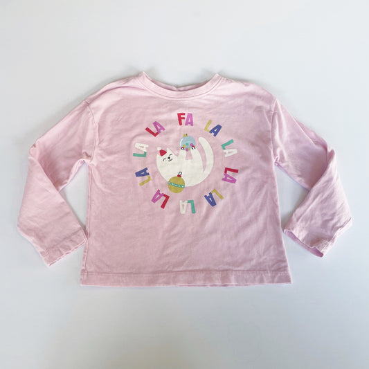 #118 | Size 100 / 4 | Hanna Andersson Girls Christmas Cat Long Sleeve Shirt