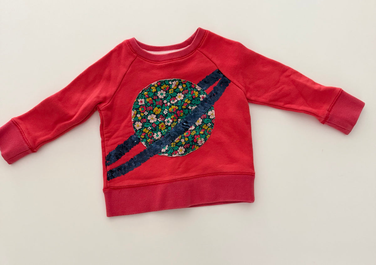 #117, Girls 4T, Boden red planet sweatshirt, VGUC