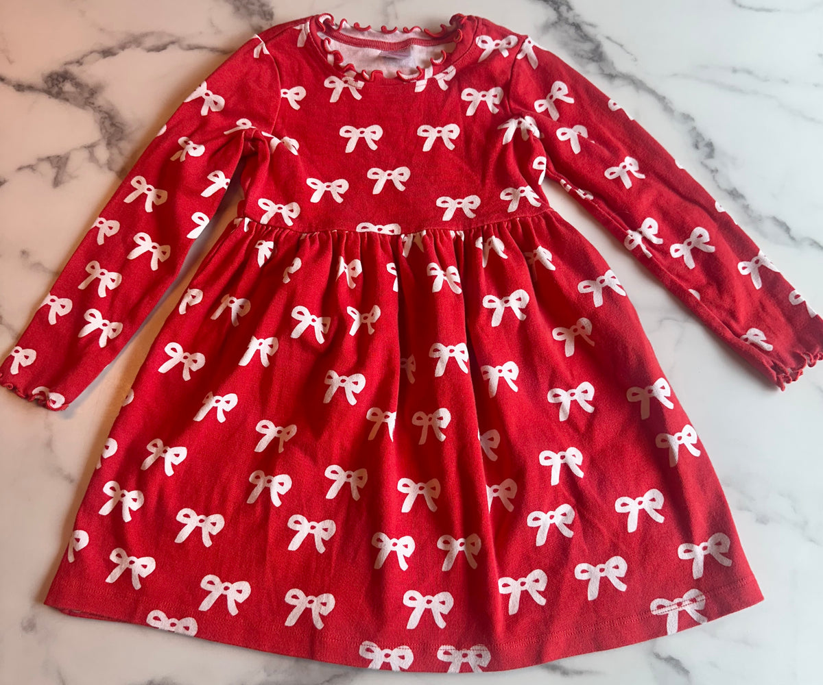 Seller #58 Girls Hanna Andersson 5T red dress with bows