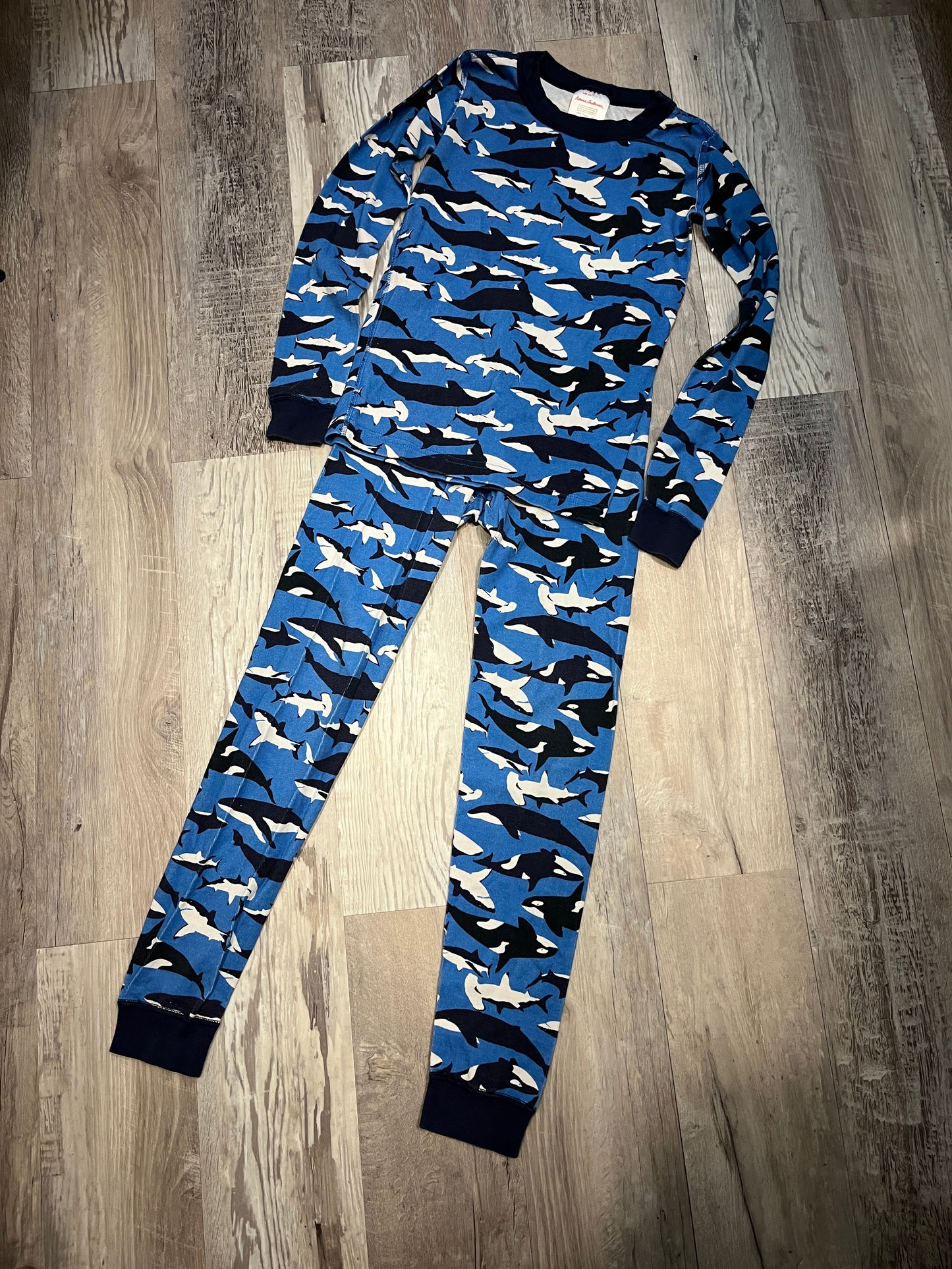 Seller#29 Boys Size 140cm/Size 10 Hanna Andersson Sharks Long Sleeve Pajamas