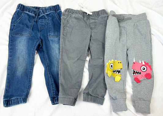 #14 Boys 3 Pairs of 2T Cat and Jack Joggers-jeans, chino, sweatpant