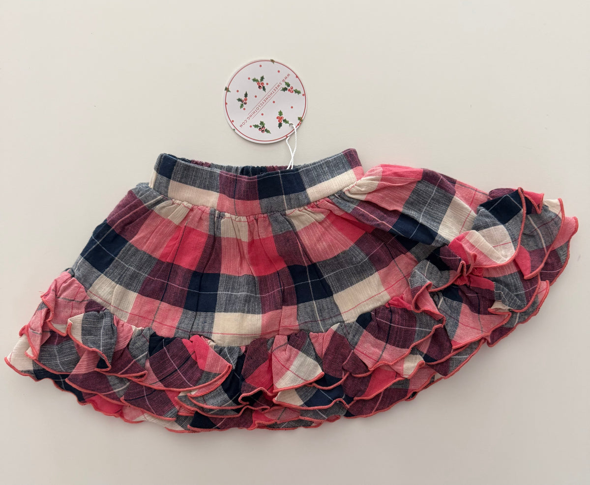 #117, Girls 12M, SweetHoney plaid ruffle skirt, New