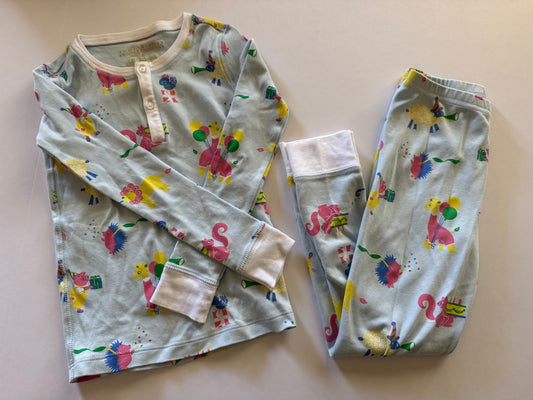 REDUCED # 92 NEW boy The Beaufort bonnet company 6 t blue birthday animal 2 piece long pajama set
