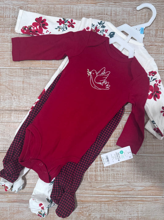 #108 Carters Infant Girl Holiday 3-piece Set 6M NEW