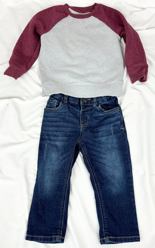 #14 2T C and J outfit set-Sweatshirt and straight leg jeans