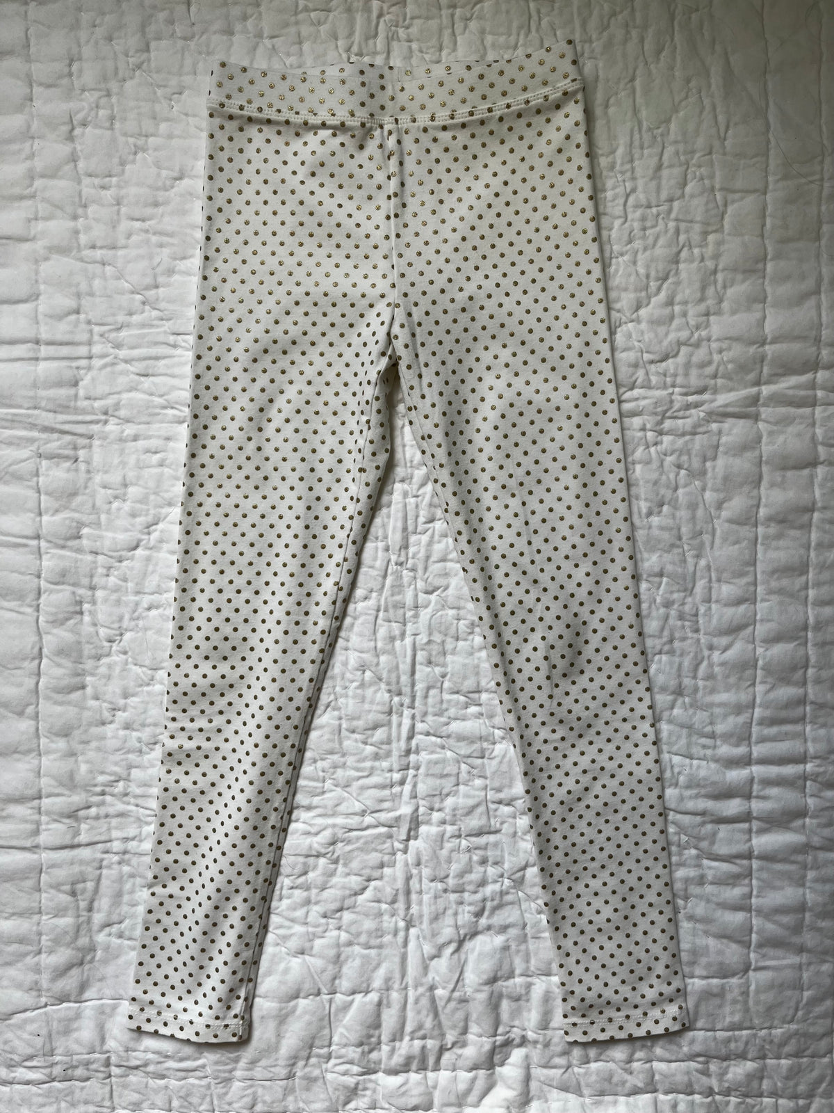 Seller #165 Girls Crewcuts 2 Pack Leggings- Ivory and Purple with Gold Polka Dots Size 10
