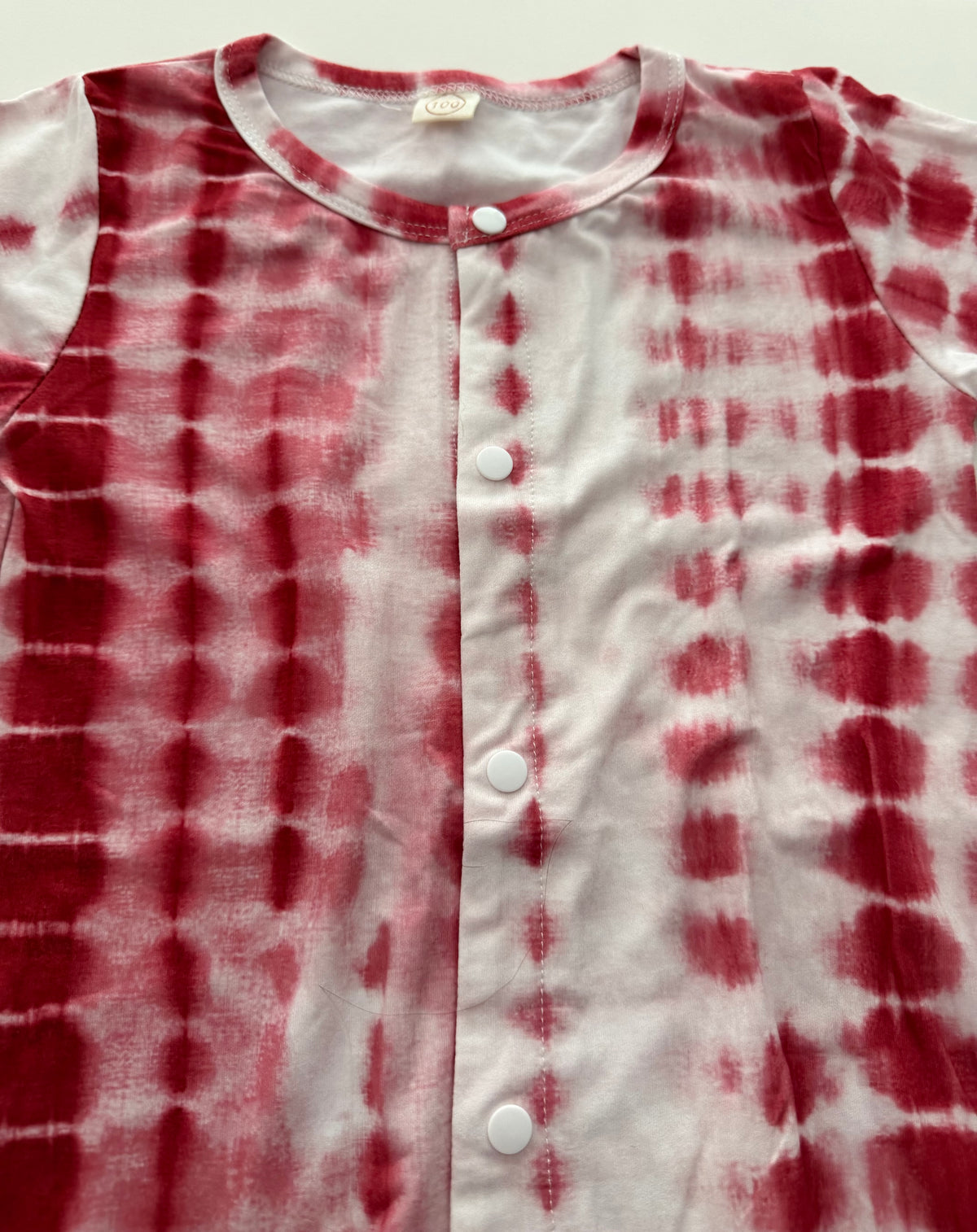 #117, Girls 2T/size 100, Boutique Red tie dye print romper, EUC