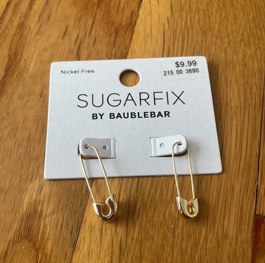 #116 NEW SUGARFIX by BaubleBar Gold Safety Pin Threader Earrings