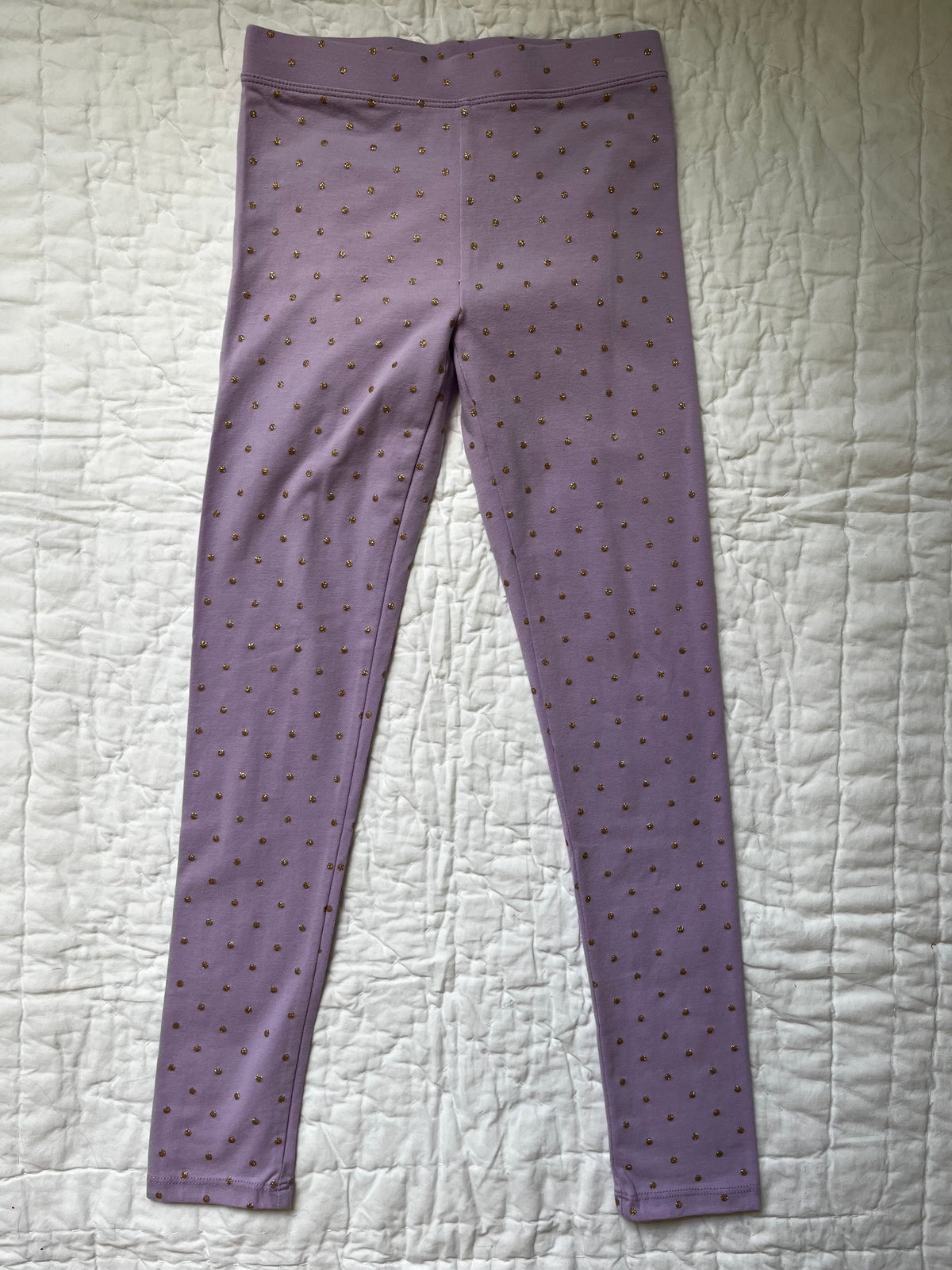 Seller #165 Girls Crewcuts 2 Pack Leggings- Ivory and Purple with Gold Polka Dots Size 10