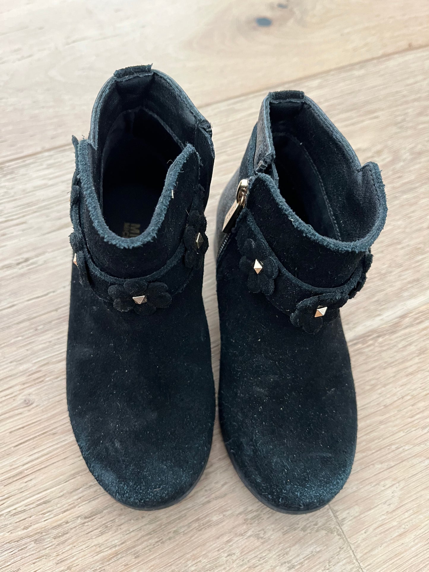 #47 Michael Kors girls black suede booties size 9c