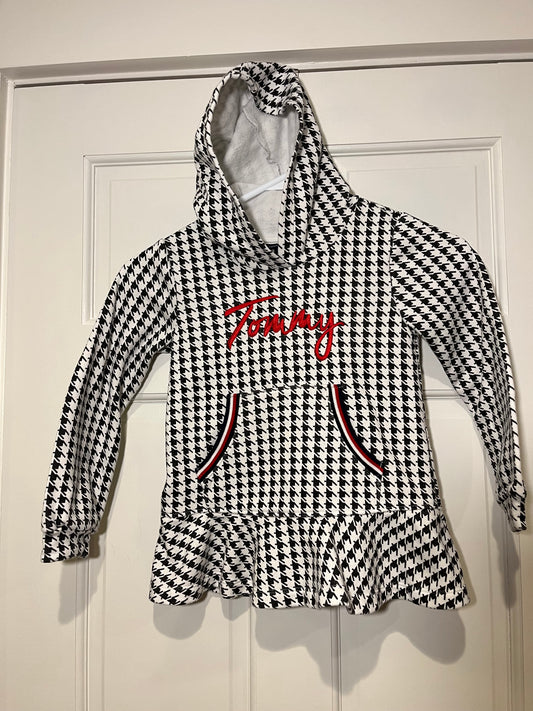 Tommy Hilfiger Girls Size 5 Hooded Sweatshirt Houndstooth  Hoodie Top with pocket PPU Evendale 45241