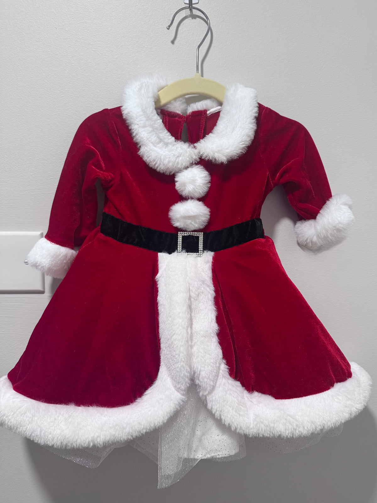 #108 Infant Holiday Santa Dress Size 3-6M EUC