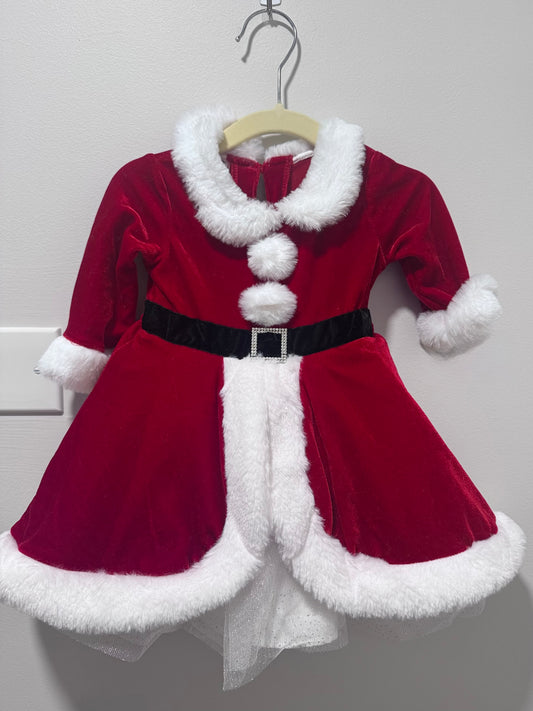 #108 Infant Holiday Santa Dress Size 3-6M EUC