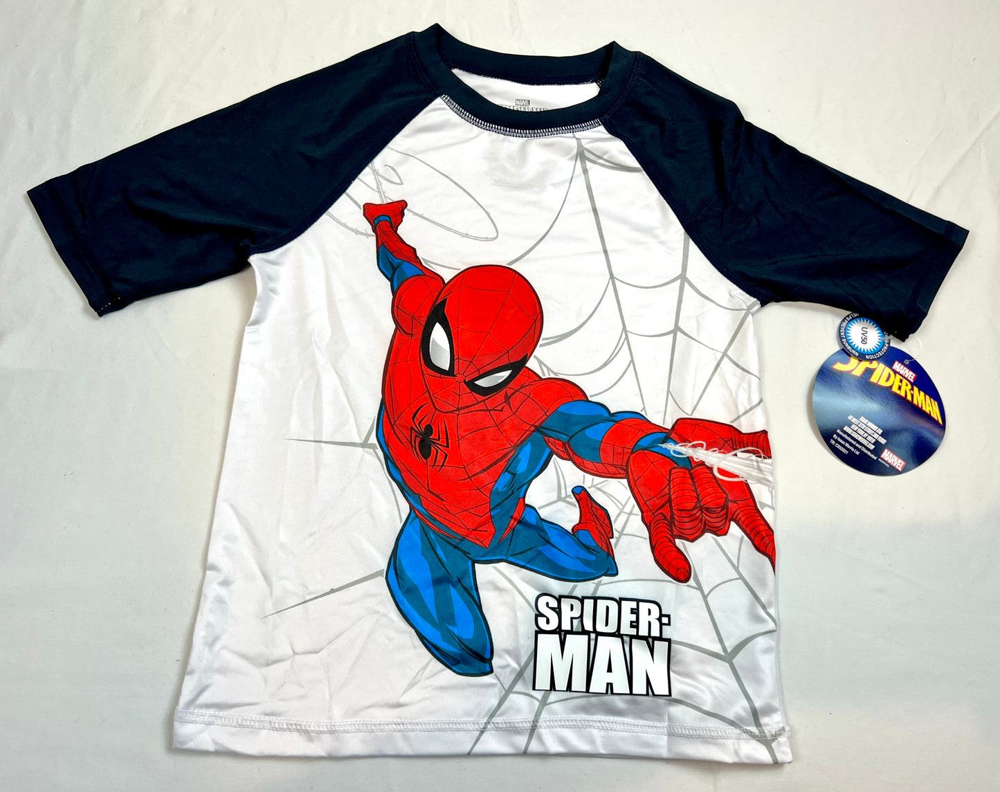 Boys Size 4 - 5 NEW NWT Swim Rash Guard Shirt Spider Man Spiderman Blue White