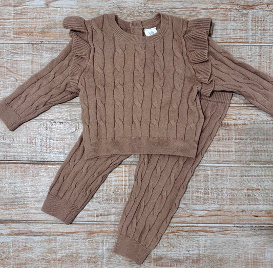 #108 Infant Girl Baby Gap Soft Cable-Knit Sweater Outfit Set 6-12M EUC