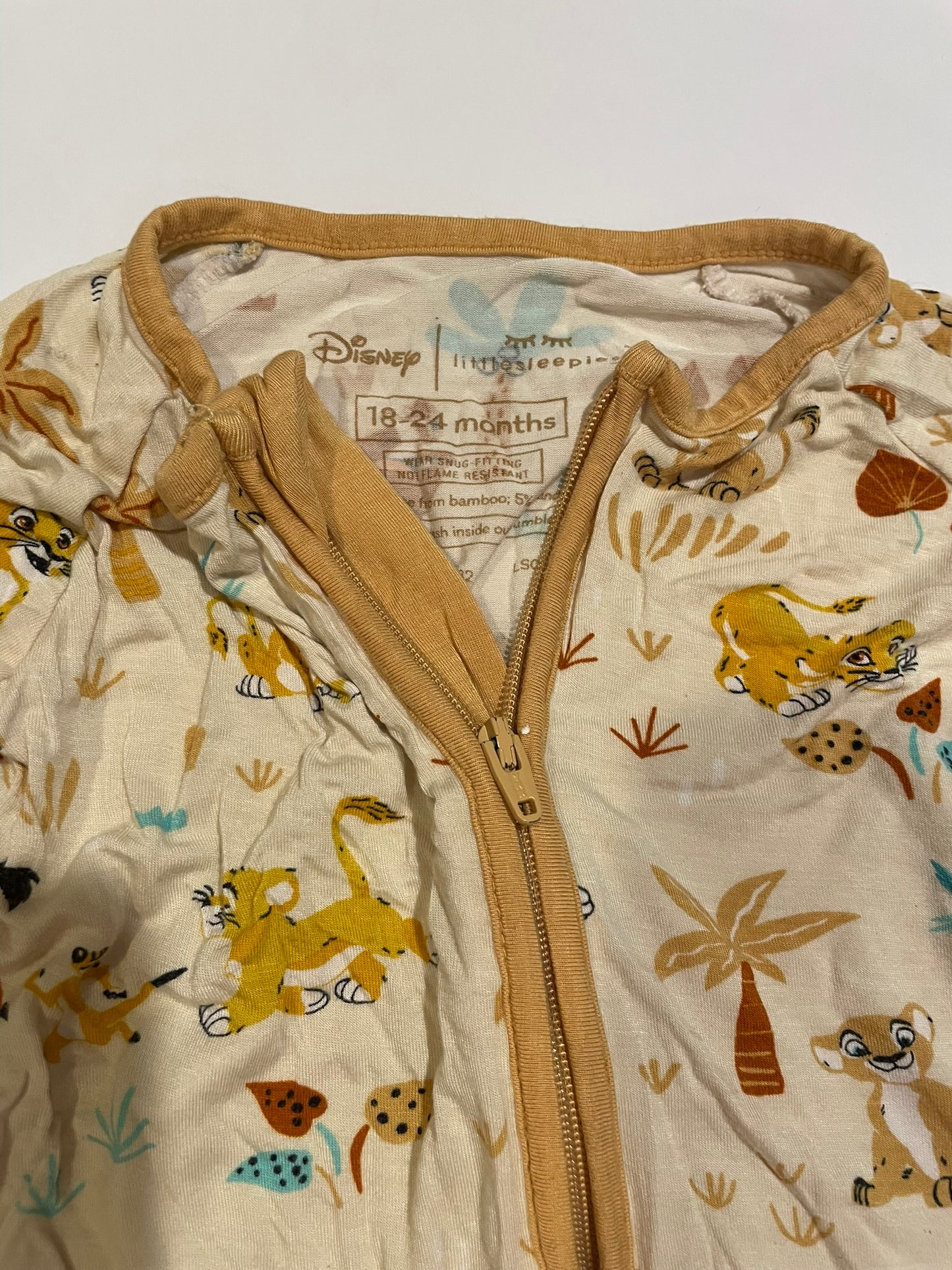 #126 Little Sleepies 18-24M Disney Lion King Zipper Sleeper VGUC