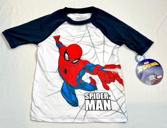 Boys Size 8 NEW NWT Swim Rash Guard Shirt Spider Man Spiderman Blue White