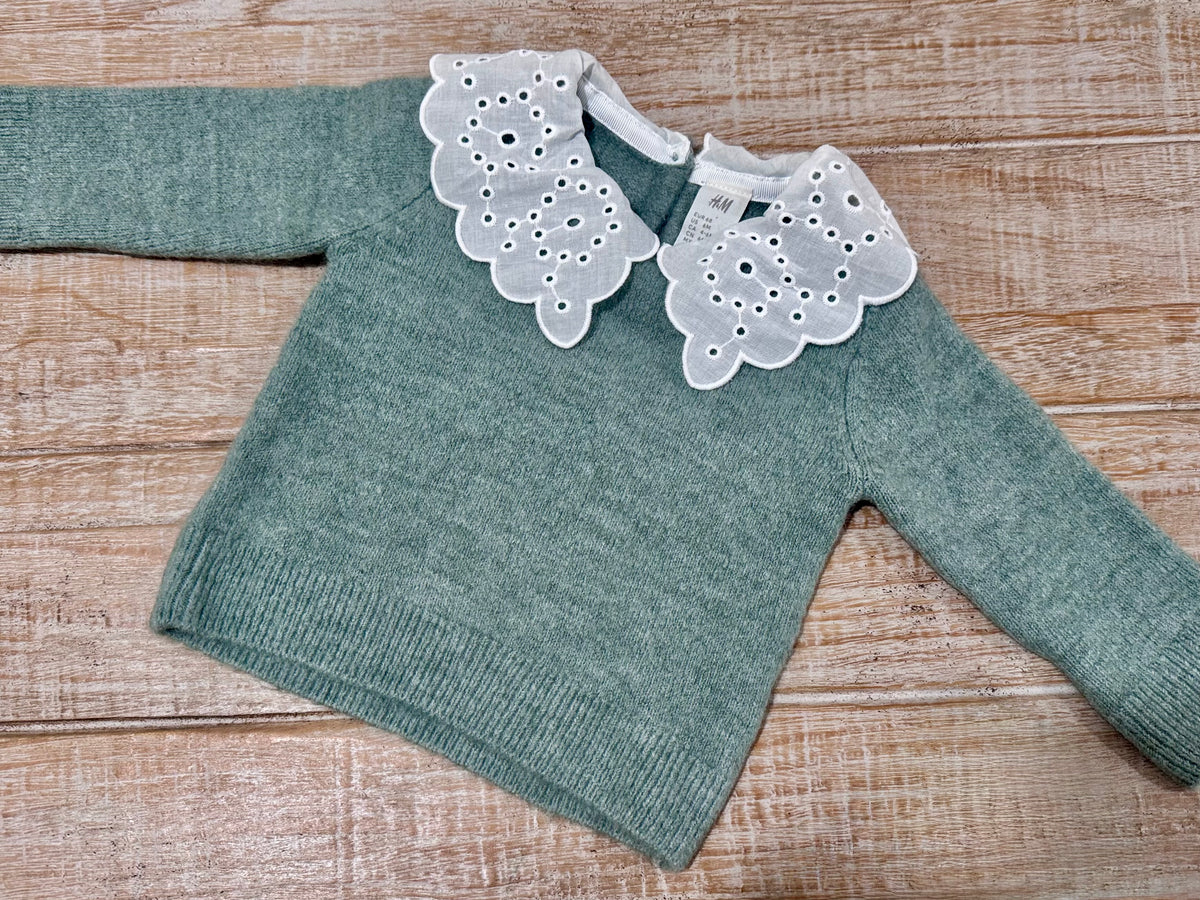 #108 Infant Girl H&M Eyelet Sweater 6M EUC