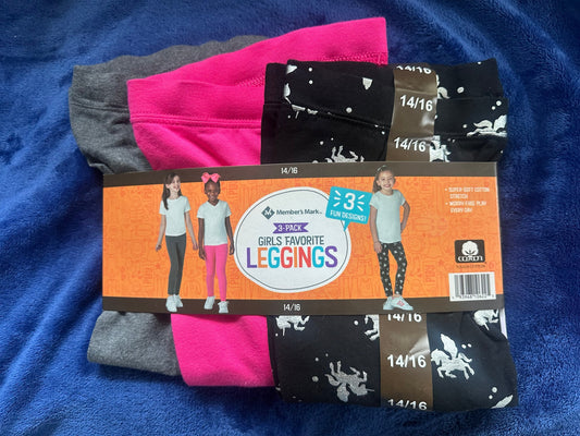 #77 NWT 3 Pack of Leggings, Girls 14/16, Set 2