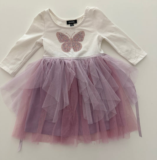 #117, Girls 2T, Zunie butterfly dress, GUC