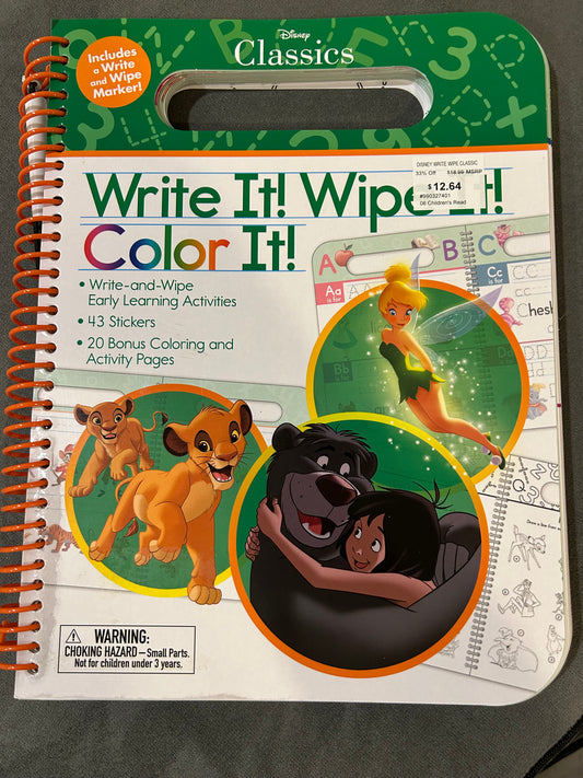 Seller 128 -  Disney Write & Wipe Learning Book *brand new*