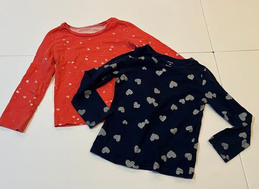 #180 Girls 4 Set of 2 Carters/Oshkosh Heart Long sleeve