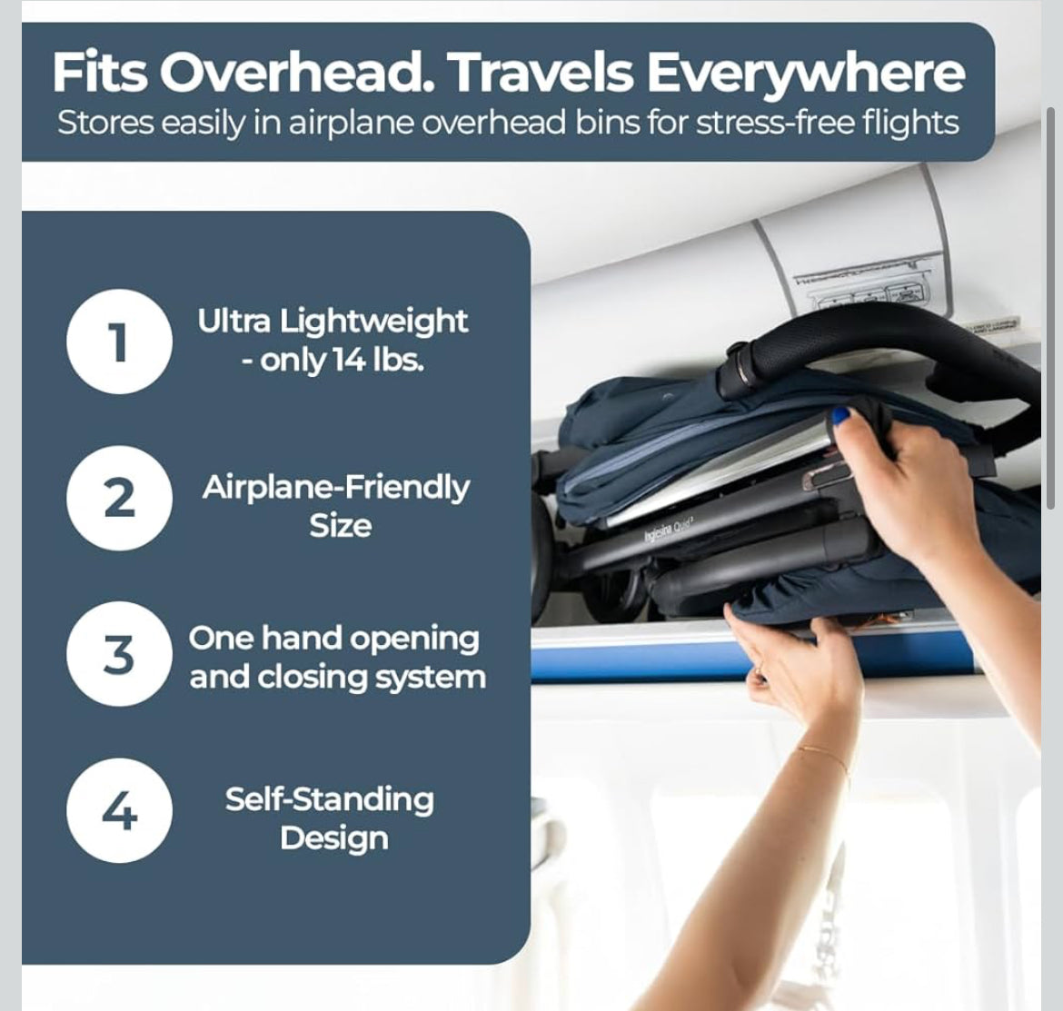 PPU 45241 Inglesina Quid 3 One hand folding lightweight travel stroller