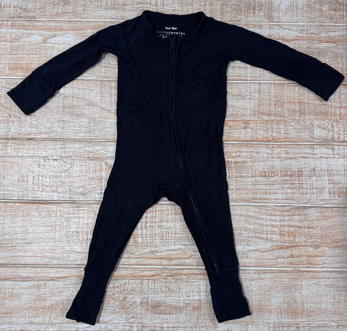 #108 Little Sleepies Black Convertible Bamboo Zippy 3-6M GUC