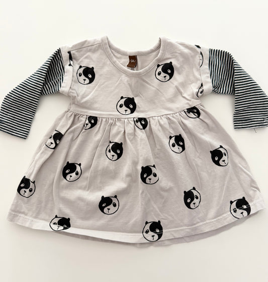#117, Girls 9M, Tea grey panda print dress, VGUC