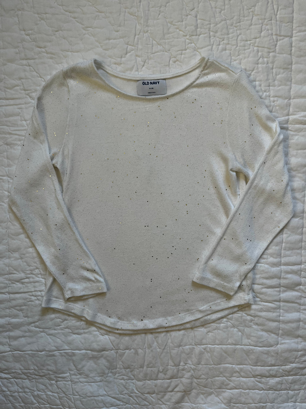 Seller #165 Girls Old Navy White and Gold Sparkle Shirt Size M (8)