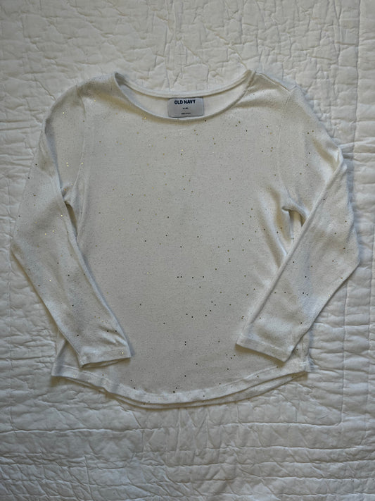 Seller #165 Girls Old Navy White and Gold Sparkle Shirt Size M (8)