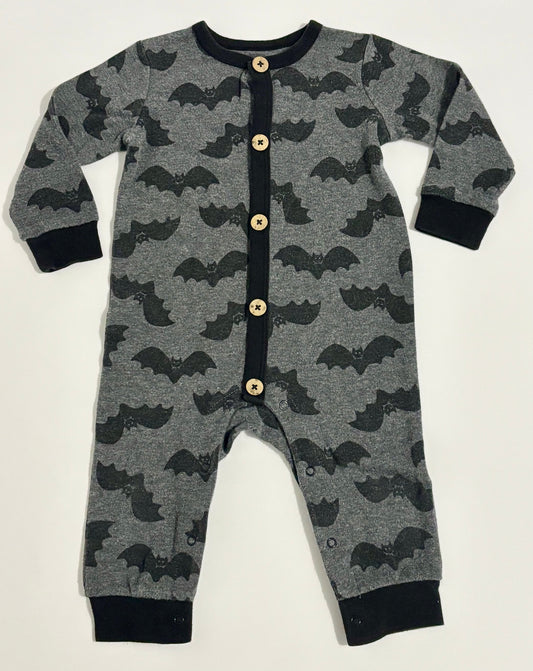 #132  -  Baby Boy's Black/Grey Halloween Bat Jumpsuit - Size 12M