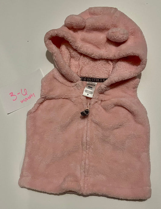 #32 Girls 6 month pink faux fur zip vest  *reduced*