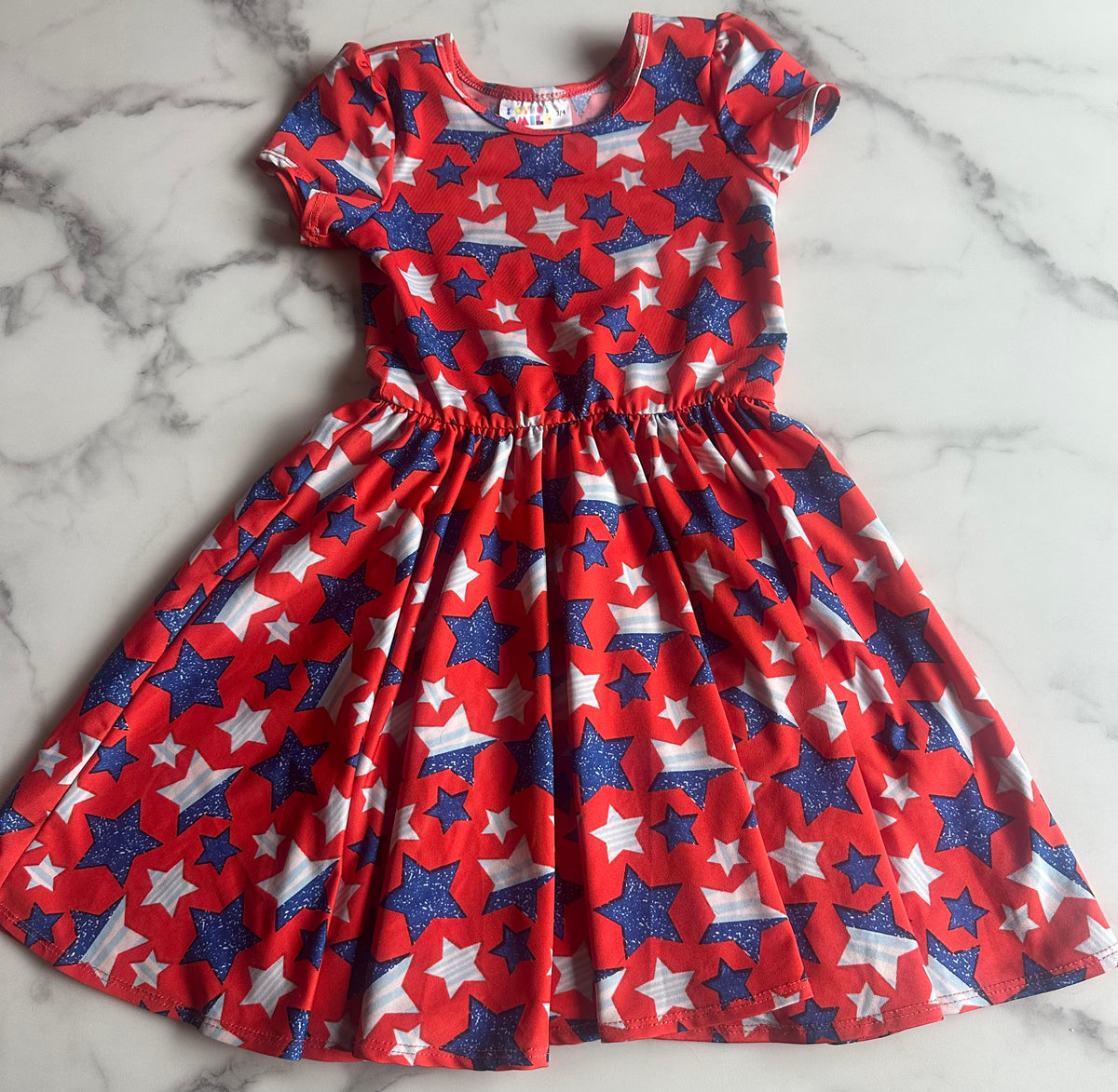 Seller #58 Girl Dot Dot Smile patriotic dress 3/4