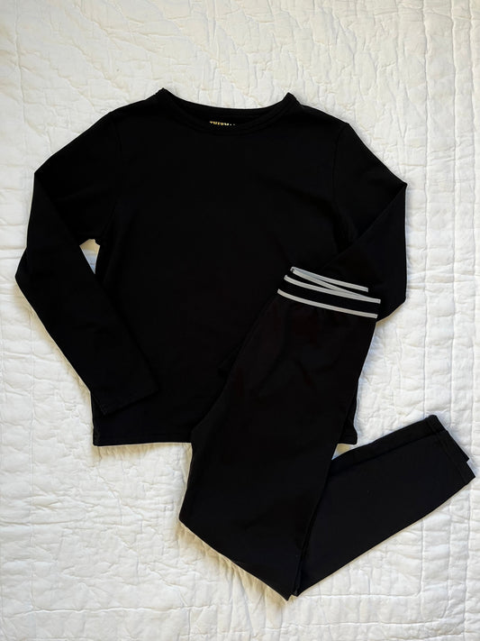 Seller #165 Girls Thermajane Junior Black Baselayer Shirt and Pants Size M (7-8)