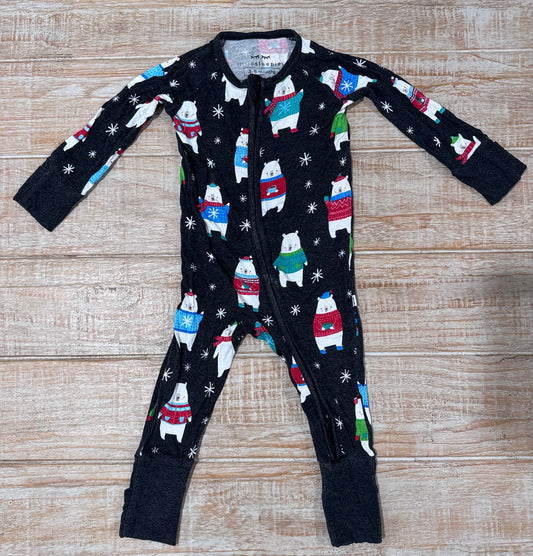 #108 Little Sleepies Convertible Bamboo Zippy "Polar Bear Pals" 3-6M GUC