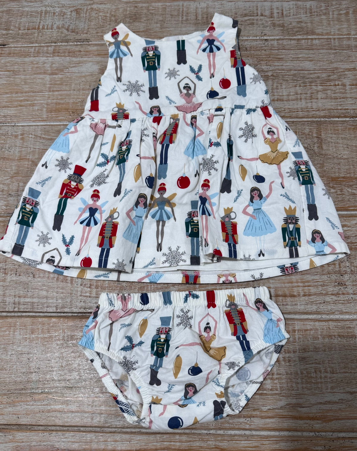 #108 Little Planet Baby Organic Cotton Dress in Holiday Nutcracker 3M